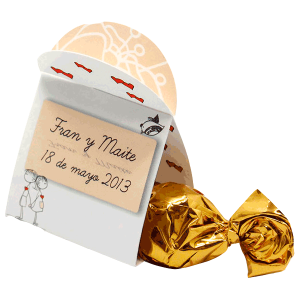 Estuche con bombón publicitario